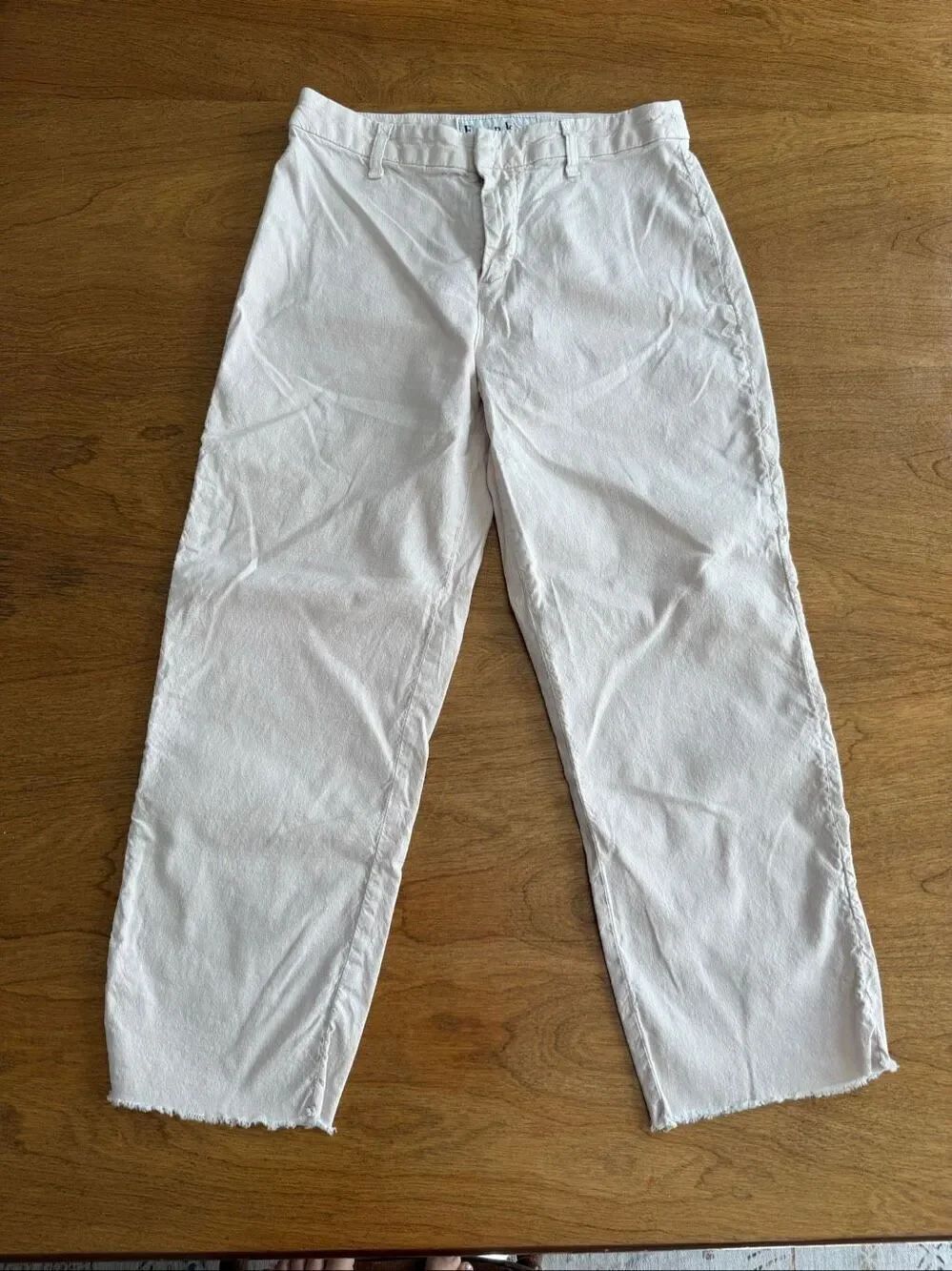 Frank & Eileen Women’s Kinsale Italian Performance Linen Crop Pants Cream Size 6